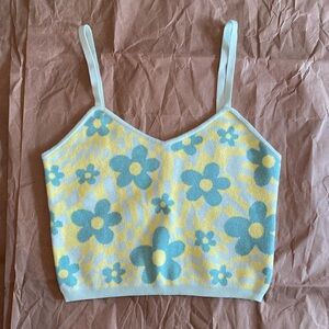 Altar’d State Knit Floral Crop Cami Tank Top Lounge Y2K